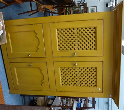 Lot 1016 - A large kitchen cabinet with 'hutch' upper section