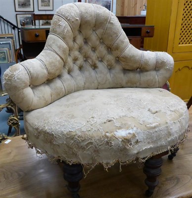 Lot 1028 - A Victorian button backed bedroom chair and an armchair with claw and ball feet