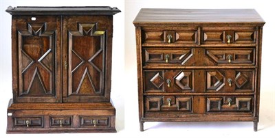 Lot 870 - A Late 17th Century Oak Geometric Moulded Straight Front Chest of Drawers, of two short over...