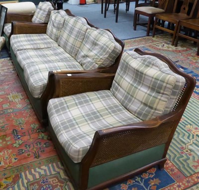 Lot 1036 - Three piece bergere suite and a chaise longue with ottoman base