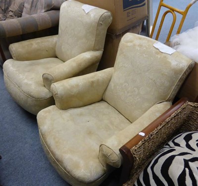 Lot 1073 - Two late Victorian upholstered armchairs