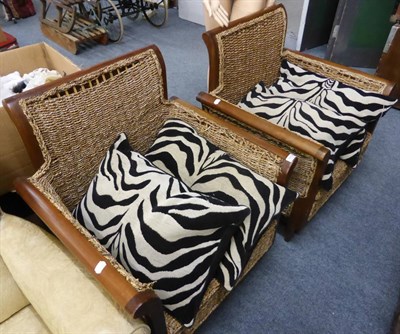 Lot 1074 - A pair of ropework armchairs