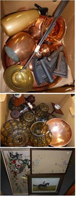 Lot 1075 - 1960s light fittings, copperware, etc (in three boxes)