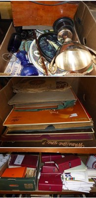 Lot 1079 - Six boxes of household goods including records, books, crockery etc