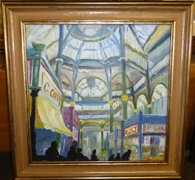 Lot 1199 - Malcolm Scott (Contemporary), Leeds Market, signed, inscribed verso, oil on board