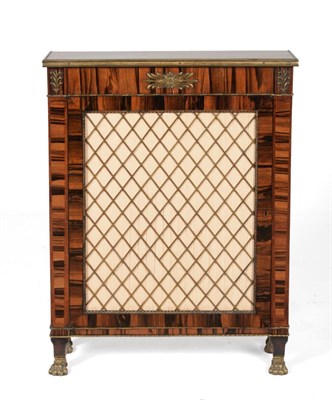 Lot 890 - A Regency Rosewood and Brass Mounted Grille Door Side Cabinet, early 19th century, of small...