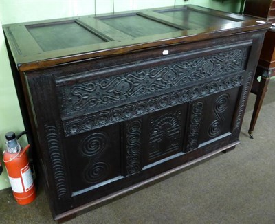 Lot 1216 - 20th century oak chest in the 17th century style