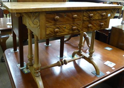 Lot 1243 - A satin birch side table with four drawers