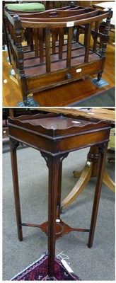 Lot 1250 - A George IV mahogany Canterbury on castors and a mahogany square night table with candle slide...