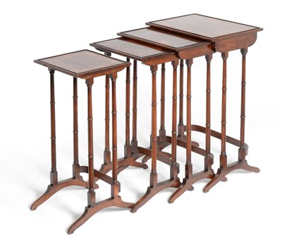 Lot 894 - A Good Quartetto of Rosewood and Burr Yewwood Crossbanded Nesting Tables, 2nd quarter 19th century