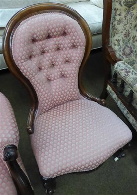 Lot 1275 - Lady's button back armchair upholstered in pink