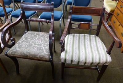 Lot 1282 - Two mahogany dining carver chairs