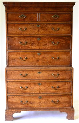 Lot 900 - A George III Oak and Elm Chest on Chest, 3rd quarter 18th century, with a cavetto cornice above two