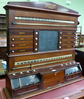 Lot 1313 - A Victorian mahogany snooker scoreboard, marked ";Stevens & Sons, London"; (signed in gilt to front