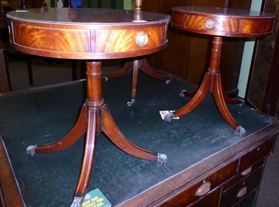 Lot 1326 - Two reproduction mahogany drum tables