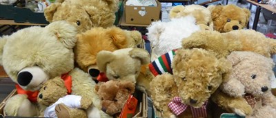 Lot 1357 - Two boxes of assorted modern teddy bears including two Steiff Bobby Cosy Friend bear, Keel...