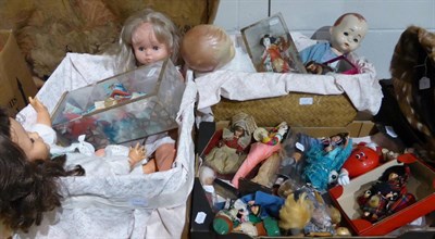 Lot 1365 - Plastic and composition dolls, costume dolls, etc (in three boxes)