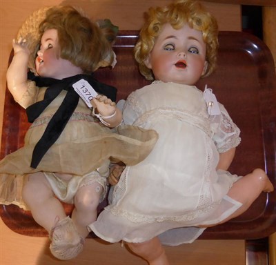 Lot 1370 - German bisque head character doll impressed '1352' '32' with sleeping blue eyes, original...