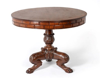 Lot 915 - A Mahogany Circular Centre Table, 2nd quarter 19th century, with reeded edge above a geometric...