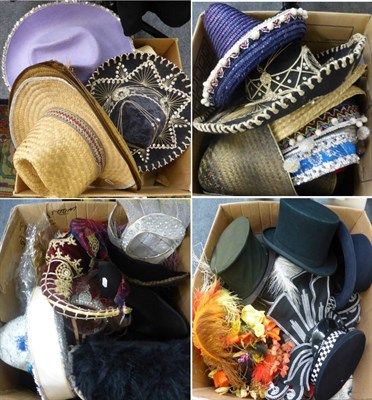 Lot 1427 - * A large quantity of assorted fancy dress costume hats and other hats including sombreros,...