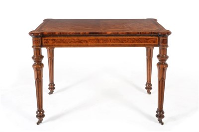 Lot 916 - A Fine Victorian Walnut, Rosewood and Thuya Foldover Card Table, circa 1870, the hinged lid...