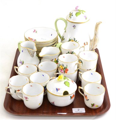 Lot 2 - A Herend coffee set comprising fourteen coffee cups, thirteen saucers, a cream jug, a milk jug,...