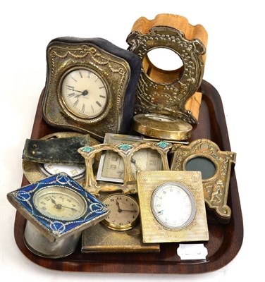 Lot 14 - A collection of assorted silver mounted clocks and picture frames (many in very poor condition)