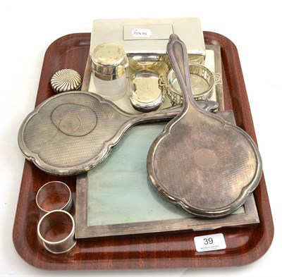 Lot 39 - Assorted silver and white metal including a pill box, two picture frames, etc
