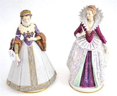 Lot 45 - Two Sitzendorf figures 'Elizabeth of Austria' and 'Costume of the Time of Henry IV'