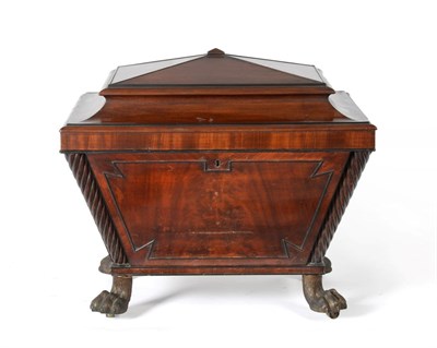 Lot 922 - A Late Regency Mahogany Wine Cooler, 2nd quarter 19th century, with hinged lid enclosing a lead...