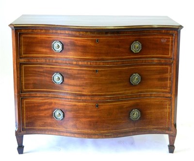 Lot 927 - A George III Mahogany, Boxwood and Ebony Strung Serpentine Shaped Chest, early 19th century,...