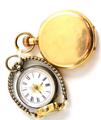 Lot 104 - A lady's 9ct gold cased Rotary wristwatch, a Continental white metal fob watch stamped ";800";...