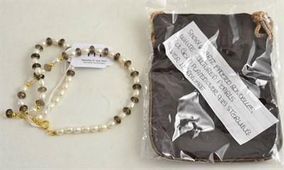 Lot 111 - Smoky quartz and cultured pearl necklace