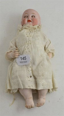 Lot 145 - A German bisque head doll, impressed Einco