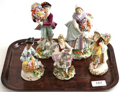 Lot 187 - Five various Sitzendorf porcelain figures