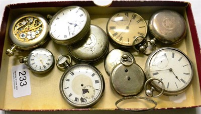 Lot 233 - Nine various pocket watches