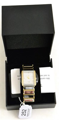 Lot 252 - A gents stone set wristwatch, signed Tungsten, boxed