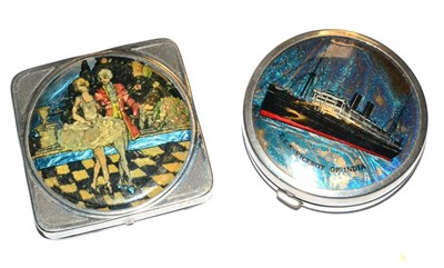 Lot 253 - Two Art Deco butterfly wing compacts