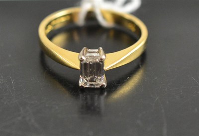 Lot 256 - An 18ct gold baguette cut diamond solitaire ring, estimated diamond weight 0.50ct approximately