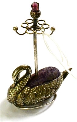Lot 262 - Edwardian silver swan hat pin stand