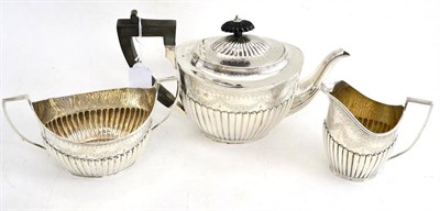 Lot 305 - Three piece silver tea set