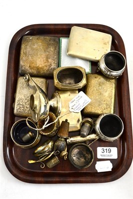 Lot 319 - Silver cigarette cases, a pair of salts, etc