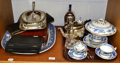 Lot 337 - Two bakelite napkin rings bearing the swastika, four piece plated tea service, sugar caster, mother