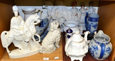 Lot 343 - A Staffordshire group entitled ";Turkey, England and France";, two other Staffordshire figures,...