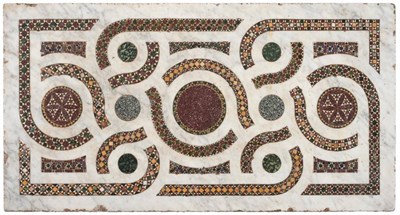 Lot 964 - A Cosmati White Marble and Micro-Mosaic Panel or Table Top, probably 13th/14th century,...