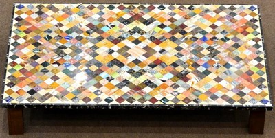 Lot 965 - A Fine Pietra Dura and Marble Table Top, inlaid with lozenges in various marbles surrounded by...