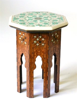 Lot 967 - An Ottoman Style Octagonal Inlaid and Mother-of-Pearl Decorated Table, late 19th century,...