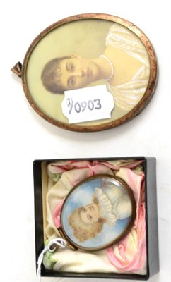 Lot 385 - A 19th century miniature and another