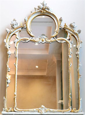 Lot 968 - A Victorian Carved Gesso and Parcel Gilt Overmantel Mirror, mid 19th century, with acanthus and...