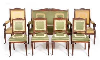 Lot 976 - A Victorian Mahogany Framed Seven Piece Drawing Room Suite, late 19th century, in Regency...